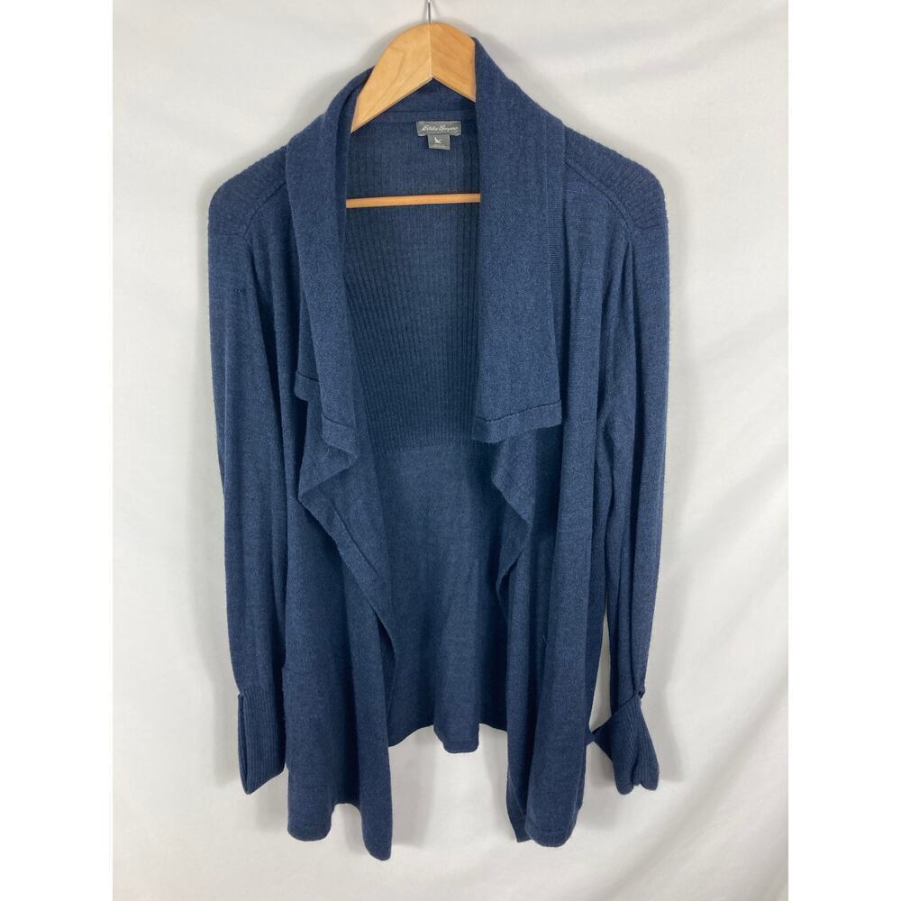 Eddie Bauer navy blue draped front cardigan Large